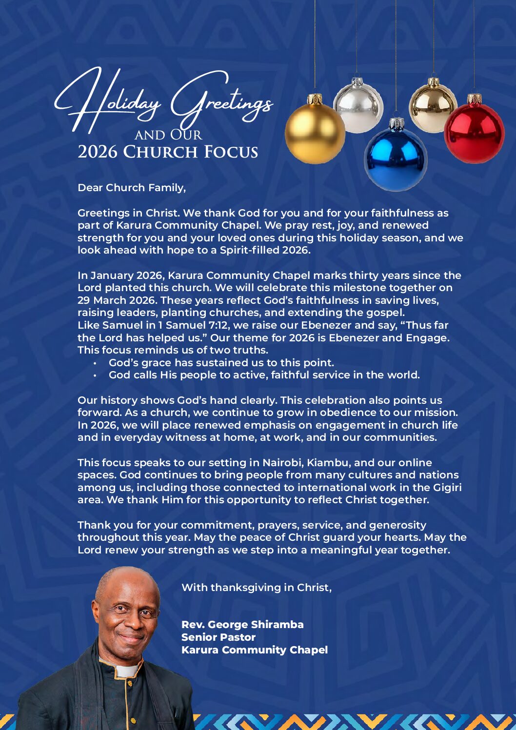 Senior Pastor’s End Year Letter 2025
